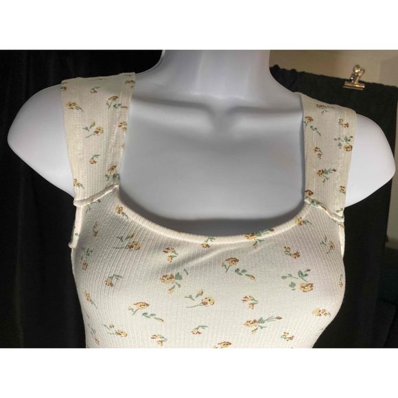 Cloud Ten Bodysuit Womens SZ Small Yellow Floral Scoop Neck Printed Snap Closure - Picture 4 of 9
